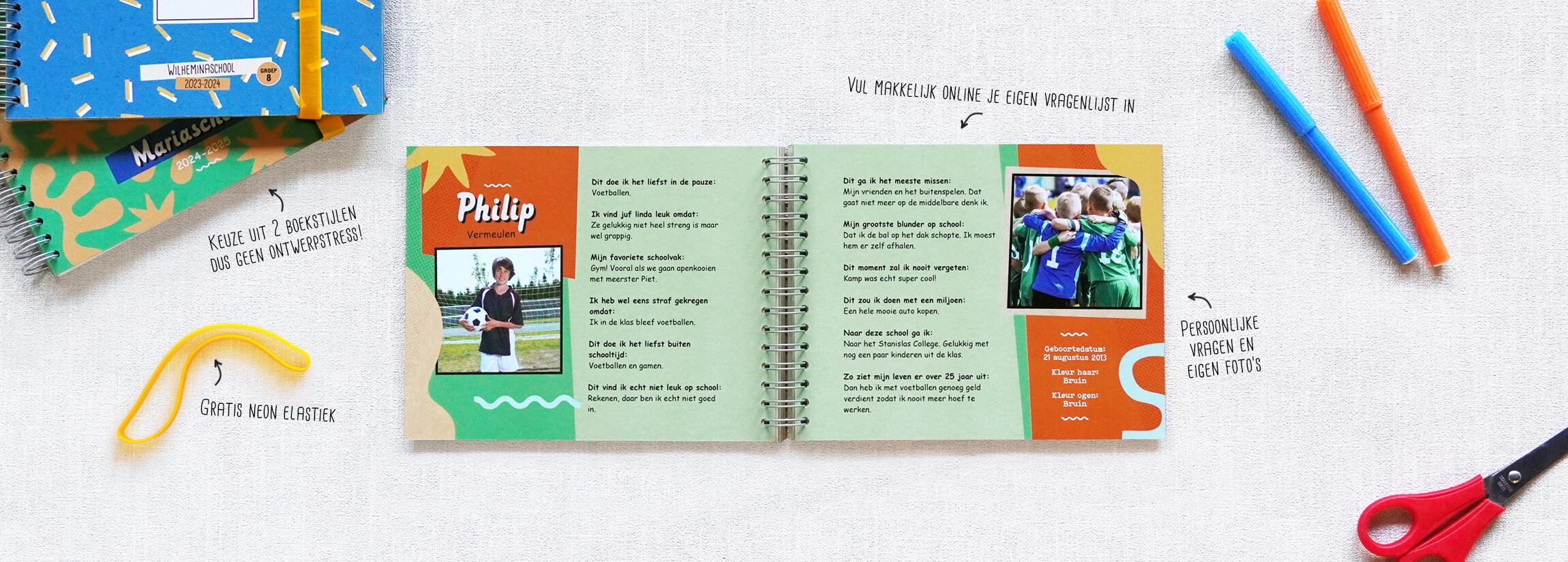 een voorbeeld van een schoolboekje voor het afscheid van groep 8 op de basisschool