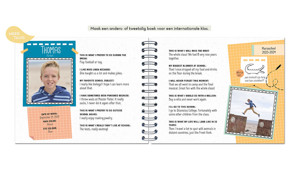 een voorbeeld van een pagina uit een vriendenboekje voor de basisschool